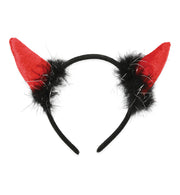 narrenwelt Teufelshaarreif mit roten Hörnern und düsterem Federbesatz Horror Halloween Party Event
