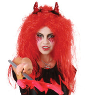 narrenwelt Haarreif Teufelshörner mit Paillletten und Federbesatz Horror Halloween Party Event