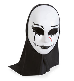 narrenwelt Maske mit Haube Halbmaske Horrormaske Halloween Cosplay