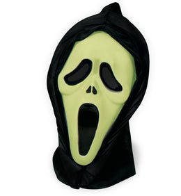 narrenwelt Geist mit Haube Maske nachtleuchtend GID Glow in the Dark Halbmaske Horrormaske Halloween Motto Party Event Accessoire
