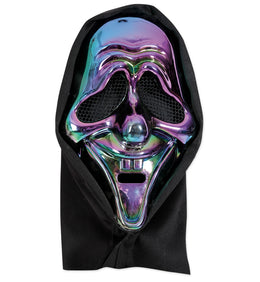 narrenwelt Halbmaske Horror mit Haube schillernde Horrormaske glänzend Halloween