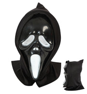 narrenwelt Maske Geist schwarz/weiß mit Haube schwarz Horror Halloween Party Event