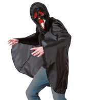 narrenwelt Maske Geist schwarz/rot mit Haube schwarz Horror Halloween Party Event