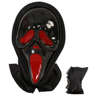 narrenwelt Maske Geist schwarz/rot mit Haube schwarz Horror Halloween Party Event