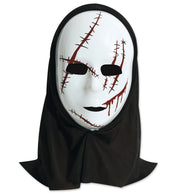 narrenwelt Halbmaske Horror mit Haube   Halloween Party  Event Horrormaske Horror Kostüm  Accessoire