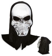 narrenwelt Maske Silber mit Haube Horror Halloween Party Event