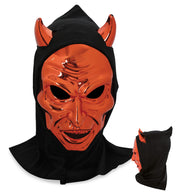 narrenwelt Teufelsmaske mit Haube 3 Farben Accessoire Halbmaske Maske Teufel Horror Halloween Motto Party Event