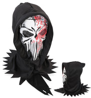 narrenwelt Horrormaske Bloody Reaper Maske gezackte Stoff-Kapuze ultimatives Grusel-Highlight  Halloween Cosplay (Kopie)