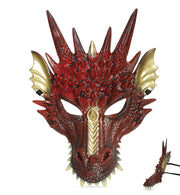 narrenwelt Halbmaske Drache Rot-Gold Maske Horror Drachenmaske Halloween Motto Party Event