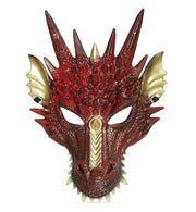 narrenwelt Halbmaske Drache Rot-Gold Maske Horror Drachenmaske Halloween Motto Party Event