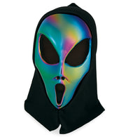 narrenwelt Maske Alien mit Haube Halbmaske metallic Halloween Grusel Accessoire