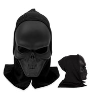 narrenwelt Maske Dark mit Haube – Düstere Totenkopf-Maske mit Kapuzen Haube Halloween Cosplay