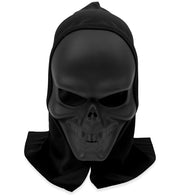 narrenwelt Maske Dark mit Haube – Düstere Totenkopf-Maske mit Kapuzen Haube Halloween Cosplay