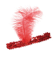 narrenwelt Charleston Stirnband mit großer Feder und Pailletten in 3 Farben Party Event Accessoire