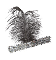 narrenwelt Charleston Stirnband mit großer Feder und Pailletten in 3 Farben Party Event Accessoire