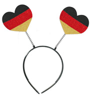 narrenwelt Fan Haarreif Herzen Schwarz-Rot-Gold Glitzer Wackel - Herzen Wabbles