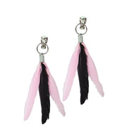 narrenwelt Feder - Ohrclips Wilder Westen rosa/schwarz