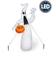 narrenwelt  LED Flammengeist Deko Geist  245 x 102 x 65 wetterfest Geist mit Kürbis   Halloween Grusel