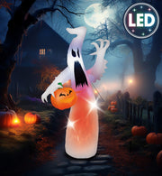 narrenwelt  LED Flammengeist Deko Geist  245 x 102 x 65 wetterfest Geist mit Kürbis   Halloween Grusel