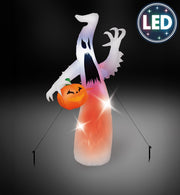 narrenwelt  LED Flammengeist Deko Geist  245 x 102 x 65 wetterfest Geist mit Kürbis   Halloween Grusel