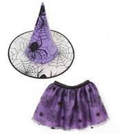 narrenwelt Kostüm Hexe 2-teiliges Hexen-Set Tutu Komplettset Kinder  –Tüllrock + Hexenhut lila Einheitsgröße Mädchenkostüm Halloween Party und Event