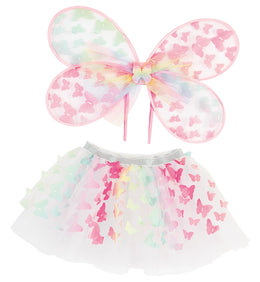 narrenwelt Set Butterfly Schmetterling Komplettset 2-teiliges Tutu Tüllrock + Flügel Gr. 104 Mädchen Halloween Motto Party Event