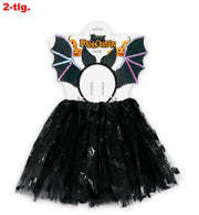 narrenwelt Fledermaus KIDS Komplettset 2-teiliges schwarz Halloween - Set  Tutu Tüllrock + Haarreif Kinder Mädchenkostüm