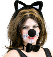 narrenwelt Katzen Set 3-teilig - Haarreif + Schleife + Nase Fasching Kostümparty Cosplay Event