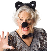 narrenwelt Katzen Set 3-teilig - Haarreif + Schleife + Nase Fasching Kostümparty Cosplay Event