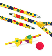 narrenwelt  Clown Set 3-teilig – Hosenträger + Nase + Schleife Style Accessoires für Fasching Event Karneval Party