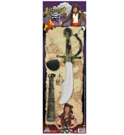 narrenwelt Piraten - Set 4tlg. Säbel Augenklappe Ohrring Fernrohr Kinder Fasching