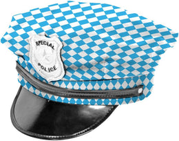 narrenwelt Polizeikappe 58 cm blau/weiß Polizist Bierpolizei Hut Polizei Wiesn Bayern Gaudi Event Schirmmütze