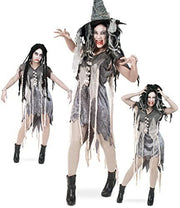narrenwelt Zombie Kleid  Halloween Damen Kleid 1tlg. Pannesamt Damen Kostüm Horror Geist Zauberer Hexe