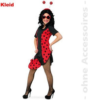 narrenwelt Kostüm Marienkäfer Damen Kleid Coccinella 38  mit Plüsch 1tlg Damenkleid Fasching Marienkäfer-Kostüm