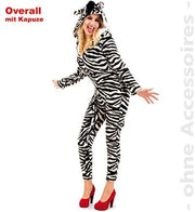 narrenwelt Zebra - Suit Damen Overall mit Kapuze-Gr. 36