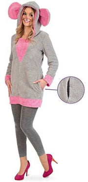 narrenwelt Kostüm Pinky Mouse Damen Oberteil mit Kapuze-Gr. 34