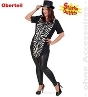 narrenwelt Kostüm  Zebra Big Stripes mit Plüsch 54 1tlg Damen Longshirt Big Shirt Fasching Zebra-Kostüm für Starke Frauen große Groessen