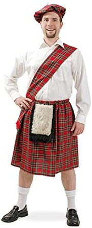 narrenwelt Kostüm Schottenrock  1tlg Kilt Rock mit Schärpe und Mütze - Größe L