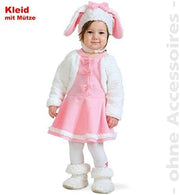 narrenwelt Kostüm SCHÄFCHEN Schaf Kleid mit Mütze rosa-weiss 2tlg. Babykostüm Schaf mit PLÜSCH Gr. 86+98