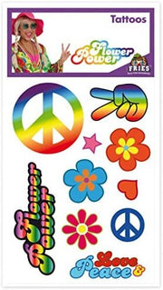narrenwelt Hippie Tattoos Flower Power Hippie-Tattoos Love and Peace Accessoires