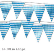 narrenwelt Wimpel Girlande Wimpelgirlande Bayern blau/Weiss Karos Rauten Länge ca. 20 Meter