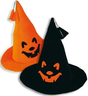 narrenwelt Hexenhut klein Kürbis Halloween Hexen Hut mit Bommel und Kürbis-Gesicht sortiert Universalgröße