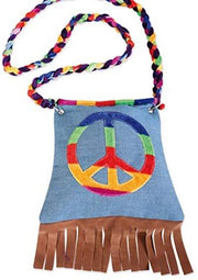 narrenwelt Hippie Tasche Peace mit Zipper Umhängetasche Schultertasche ca. 20 x 20 cm Retro - Look Accessoires