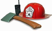 narrenwelt Feuerwehr Set 3tlg Feuerwehrset Helm,Handy u Axt Kinder Spielzeug Fasching
