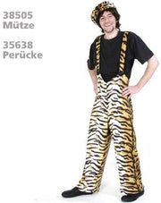 narrenwelt Kostüm Tiger Hose Plüsch Trägerhose Tigerhose Plüschhose Unisex M + XL