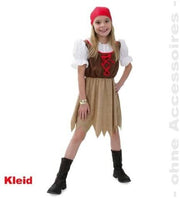 narrenwelt See-Piratin Pirat Piratenkostüm 128 Kinder Piratin Kleid 1tlg