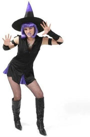 narrenwelt Kostüm Sexy Hexe Damen Halloween Kleid 1tlg. mit Hut Gr : 36 - 42