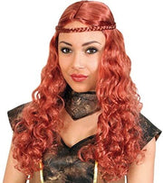 Perücke Lady Sophia rot lang gelockt mit geflochtenem Zöpfchen