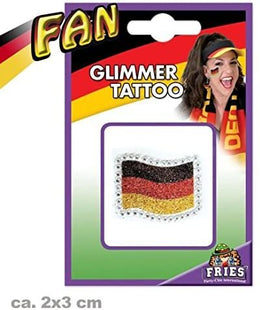 narrenwelt Fan Glimmer Tattoo Fan-Fahne Hautaufkleber Fan Fahne Glimmertattoo ca 2 x 3 cm schwarz rot Gold