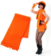 narrenwelt Schal orange Neon - Orange Plüsch -Schal Accessoires 80er Jahre Fasching